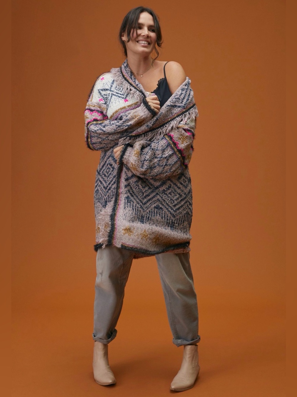 Pilcro Fringed Cardigan